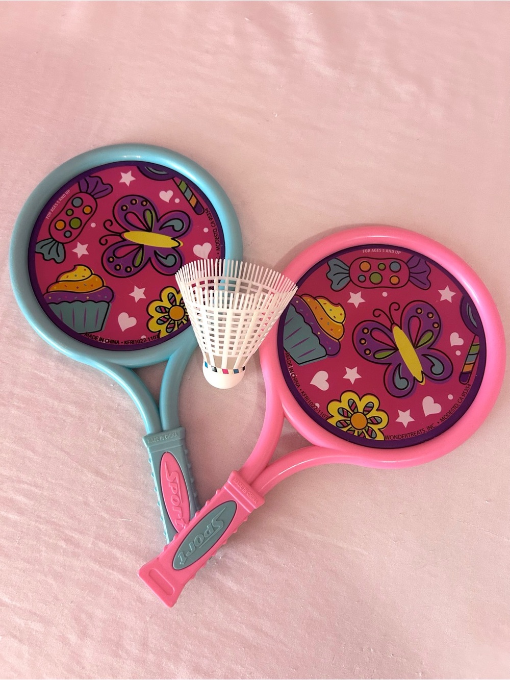 Kids Butterfly & Cupcake Paddle Ball Set - Pink and Blue